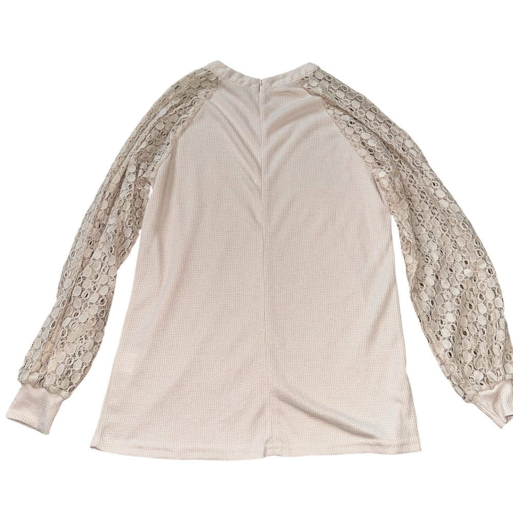 Miholl Waffle Lace Long Sleeve Top - Picture 2 of 6
